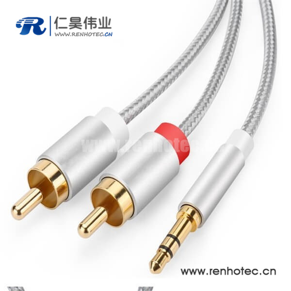 铜壳RCA线3.5转2RCA双莲花线 铜壳RCA线3.5转2RCA双莲花线